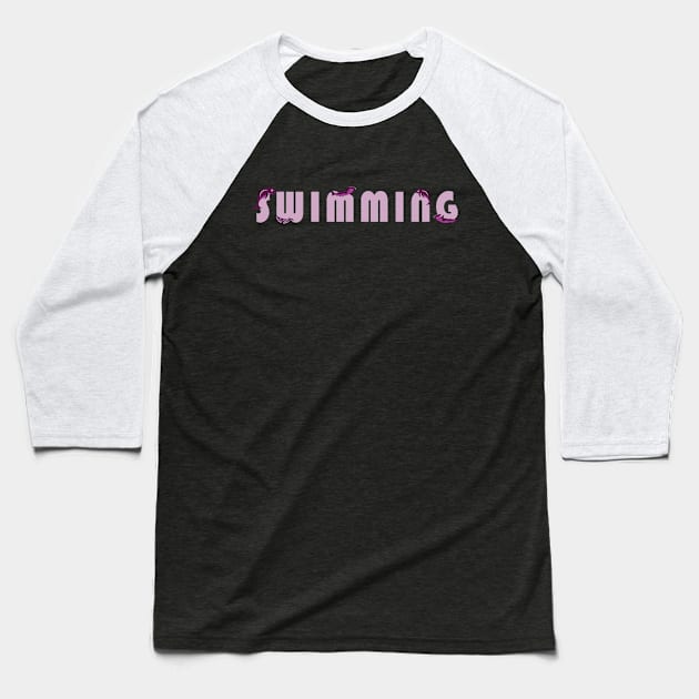 Pink swimming love Baseball T-Shirt by Nosa rez